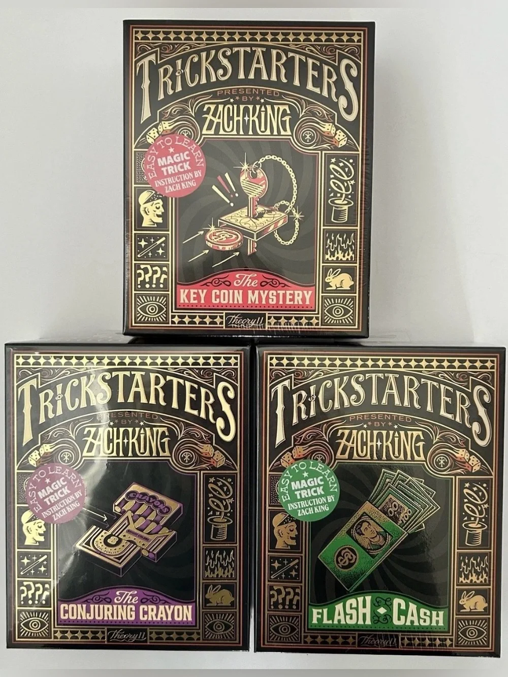 Trickstarters Key Cash Crayon Magic Set Kit LOT OF 3 Theory11 Zach King NIB Gift